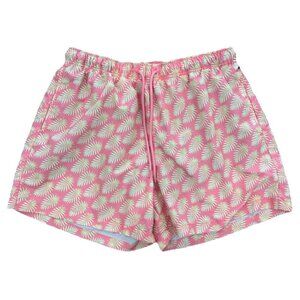 Happy Hour Men's XL Pink Tropical Lined with Pockets Quick Dry Beach Swim Shorts